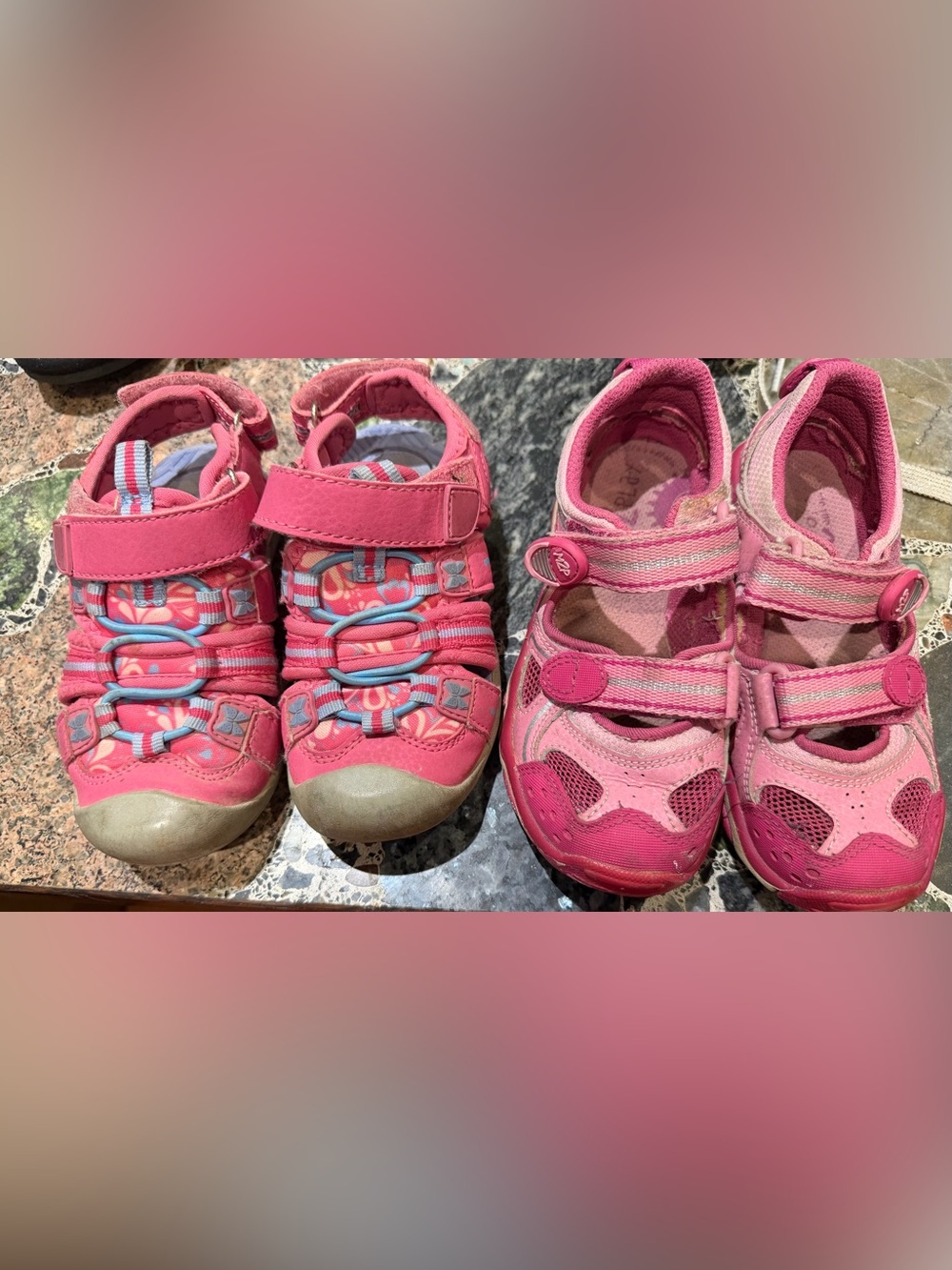 Two girl Pink Active Sandals- Comfortable Everyday Play Shoes size 8 & size 10.5